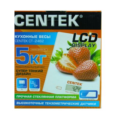 Весы кухонные Centek Ct-2462 Клубника, электронные, max 5кг, шаг 1г, шелкография, Lcd