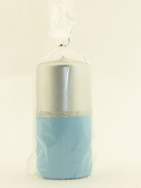 Свеча пенек 60х125 мм, серебристо-голубая, артикул: 079627