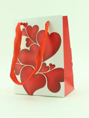 Пакет подарочный дизайн сердечки-2 11*15*6см 2321