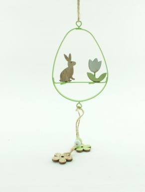 Пасхальная декорация подвесная "кролик/курица в сердце", разм.90x5x230mm  DH9210240
