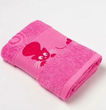 BARKAS-TEKS полотенце махровое кошки цв.бледно-розовый 50*90см 03-058