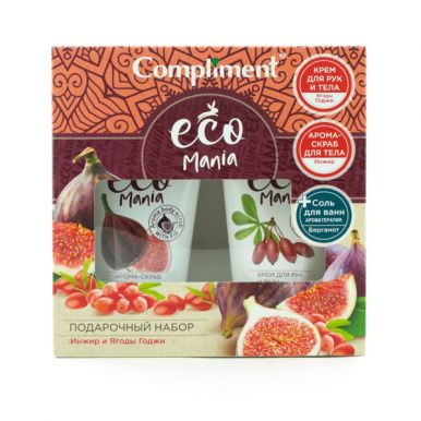 Compliment Ecomania Подарочный набор  Инжир и ягоды Годжи (крем д/ рук и тела 150мл + скраб д/тела 1