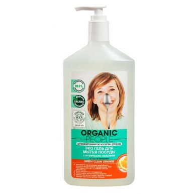 Organic People Эко-гель для мытья посуды Green clean orange, 500 мл
