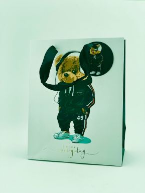 Пакет подарочный дизайн стильный мишка 18*10*23см E0518S