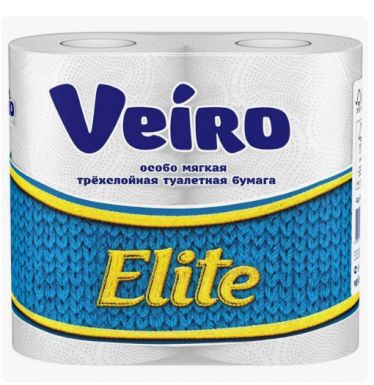 VEIRO Elite бумага туалетная белая 3сл. 4рулона
