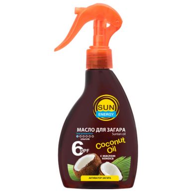 Sun Energy Масло д/загара "Coconut oil"SPF 6 200мл