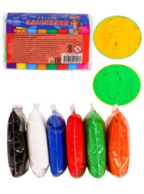 Набор д/детского творчества масса для лепки лёгкий пластилин 6 цветов НД-1797
