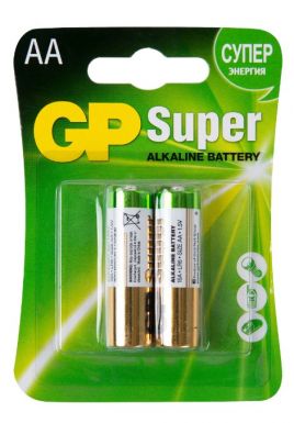 GP батарейки super alkaline 15A-2CR2 AA LR06 2шт