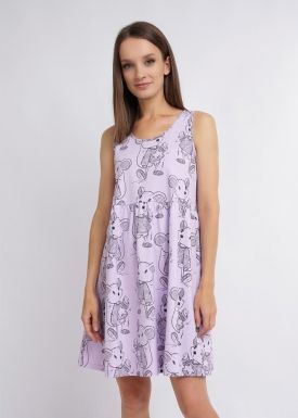 CLEVER сорочка женская LS23-992 св.фиолетовый-черный р.170-44/S