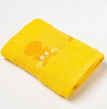 BARKAS-TEKS полотенце махровое кошки цв.желтый 50*90см 03-010