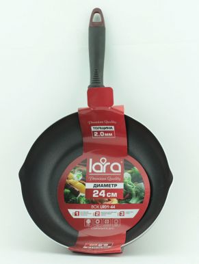 Сковорода-Wok Lara бордо алюминиевая 24х6,5см, толщина 2 мм, антипригарное покрытие, спиральное дно, артикул: LR01-44