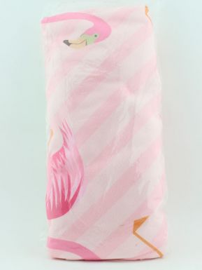RCH6190 Полотенце Фламинго пляжное с бахромой 150 см, розовое