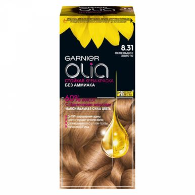 Garnier стойкая крем-краска для волос Olia, тон 8.31 Пепельное золото МиниКит