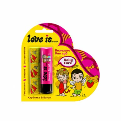 GALANT COSMETIC бальзам д/губ love is…клубника-банан/жевательная резинка 4,2г