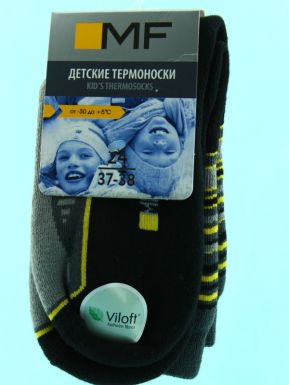 МАРК ФОРМЭЛЬ 6502T Носки детские термо р.24 т.серый+желтый