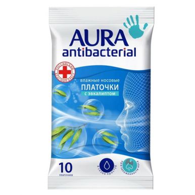 AURA Влажные носовые платочки Antibacterial pocket-pack, 10 шт