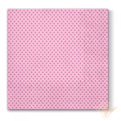 PAW салфетки ланч столовые точки розовые 3сл. 33*33см 20шт TL690004