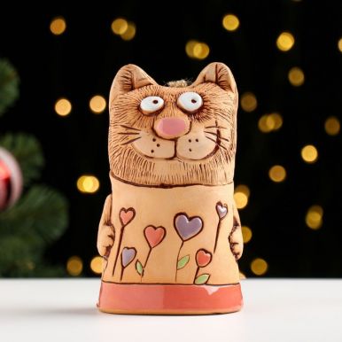 Колокольчик кошка с сердечками керамика 9349285