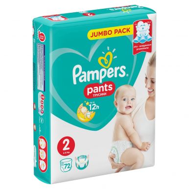 PAMPERS Подгузники-трусики Pants для мальчиков и девочек Mini (4-8кг) Джамбо Упаковка, 72 шт