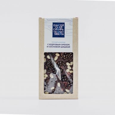 ЕНИСЕЙСКАЯ СИБИРЬ шоколад темный сосновыми шишками и кедровым орешком 90г