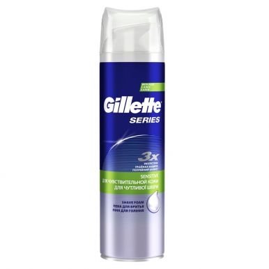 Gillette пена для бритья Series Sensitive Skin для чувствительной кожи, 250 мл