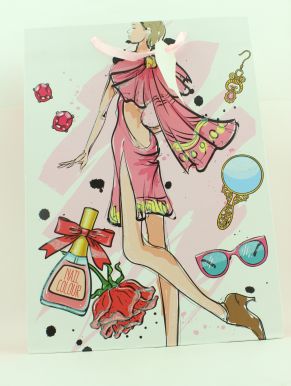 Пакет подарочный дизайн девушка в розовом 30*12*42см M0003L