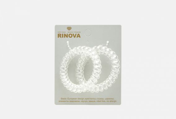 RINOVA резинка д/волос спиралька большая белая/прозрачная 5-6см 2шт 500596