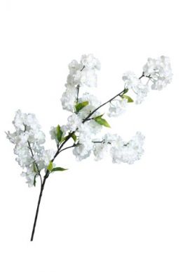 Цветок декор. ветка белая сакура из ткани 104*15*10см 88225