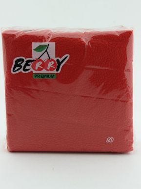 BERRY салфетки Премиум 24x24 см 50 шт, 1 слойные, цвет: ярко-красный