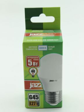 3. ECO Лампа светодиоднаяPLED- ECO-G45 5w E27 4000K 400Lm 230V/50Hz  Jazzway