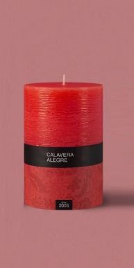 CALAVERA ALEGRE свеча столбик красный 10см