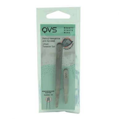 QVS Набор пинцетов для бровей (2 шт. разной длины)