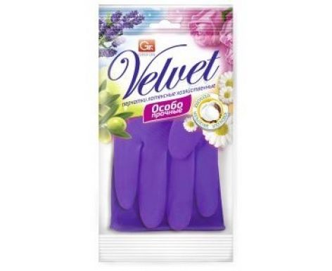 GRIFON Velvet перчатки латексные особо прочные лаванда р.S 03-310