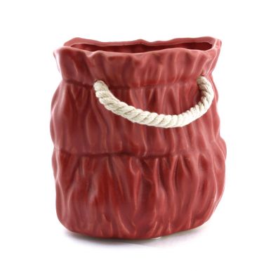 Кашпо Мешок Декоративное для цветов красное керамика 7х12х12,5см, артикул: Fema0124