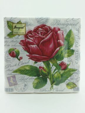 Салфетки Bouquet Original de Luxe, 2-х слойная, 33x33 см, Роза, 20 шт