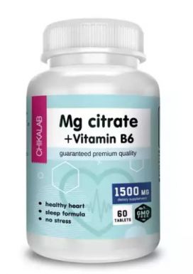 CHIKALAB БАД к пище магний цитрат 200мг, витамин В65 мг таблетки № 60