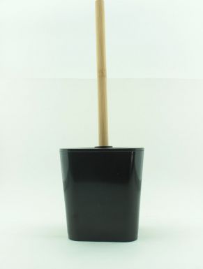 Ёрш для туалета с ручкой из бамбука, размер: 116x116x360 мм, цвет: чёрный, артикул: 170456670