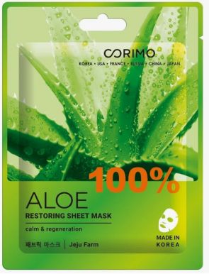 CORIMO маска д/лица тканевая восстановление 100% aloe 22г