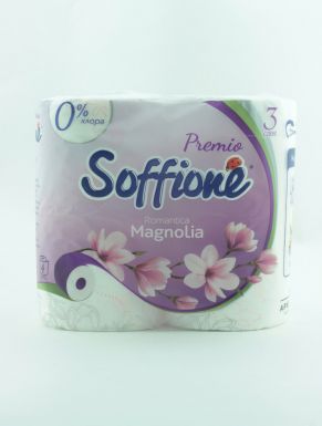 SOFFIONE Премио бумага туалетная романтика магнолия 3сл. 4рулона