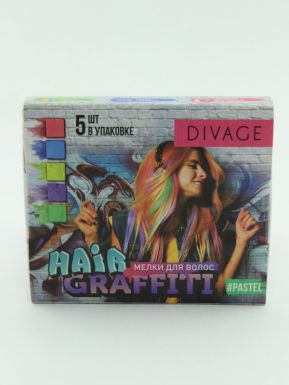 Divage Мелки для волос Цветные hair graffiti pastel, 5 шт