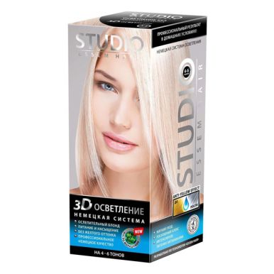 Studio стойкая крем-краска для волос 3d Осветление на 4-6 тонов 2x25 гр, 100 мл
