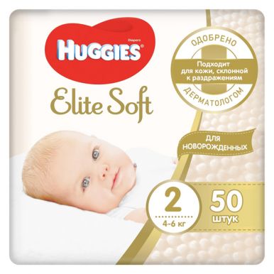 Huggies Elite Soft подгузники 2, 4-6 кг, 50 шт