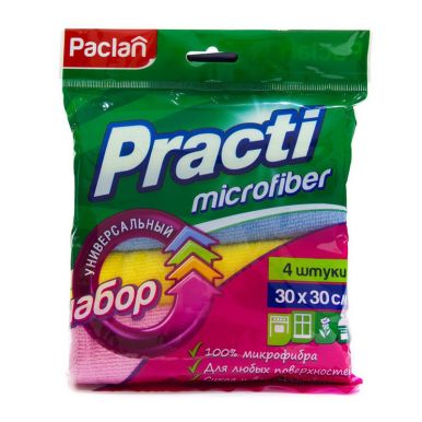 Paclan салфетки PractiMicrofiber универсальные, 30х30 см, 4 шт