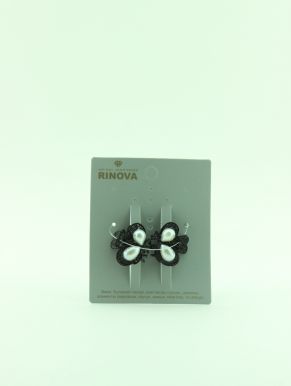 RINOVA краб д/волос малый металл с украшением черный 2,5см 2шт 500176