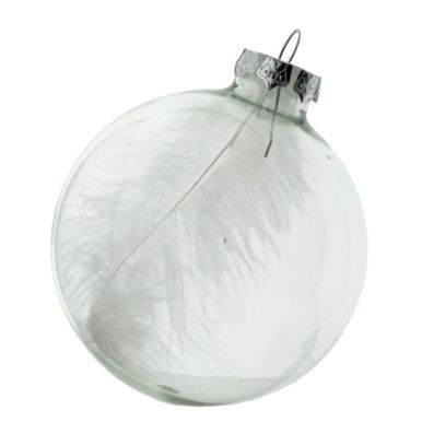 Шар новогодний Перья d=8см, стеклянный, подарочная упаковка, артикул: NYJN0105-1