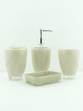 Набор для ванной комнаты 4 предмета: стакан для зубных щеток 12х8,5см, + стакан + диспенсер для жидкого мыла + мыльница