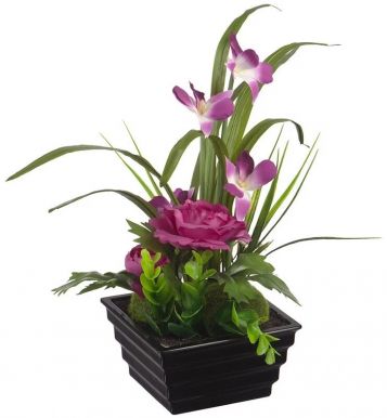 Растение декор. в горшке орхидеи и лютики цв.фиолетовый 11,5*23см