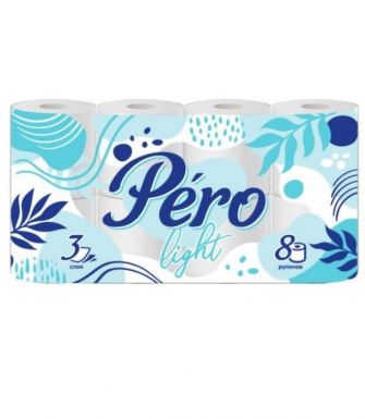 PERO Light бумага туалетная белая 3сл. 8рулонов_