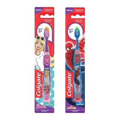 Colgate FCN21494 зубная щетка Smiles Barbie, Spiderman, для детей от 5 лет