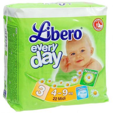 LIBERO подгузники для детей Everyday 4-9кг Midi 22шт__